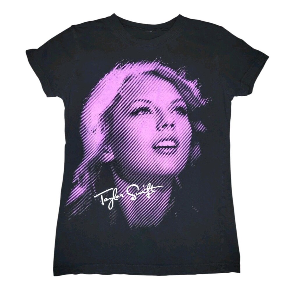 Vtg Y2K Hot Topic Taylor Swift Graphic Baby Tee T Shirt Size SM Black Rare Swift